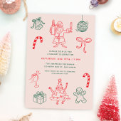 かわいいおもしろいクリスマスドードルズホリデーパーティー 招待状