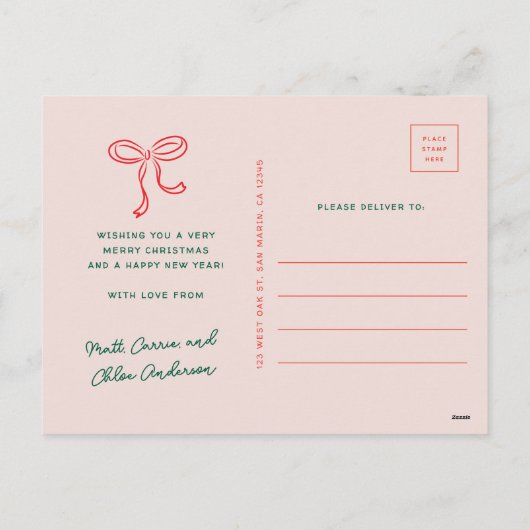 かわいいおもしろいクリスマスドードルノンフォトホリデーカード シーズンポストカード (裏面)