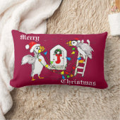 かわいいおもしろいクリスマスホルンビルパフィンホリデー ランバークッション (ブランケット)