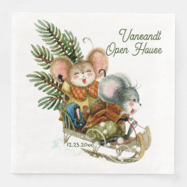 かわいいおもしろいクリスマスマウス冬カスタムパーティー スタンダードカクテルナプキン