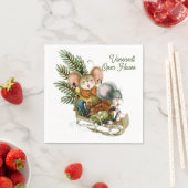 かわいいおもしろいクリスマスマウス冬カスタムパーティー スタンダードカクテルナプキン (インサイチュ)