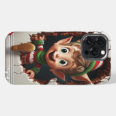かわいいおもしろいクリスマス小妖精や小人 iPhoneケース (裏面横)