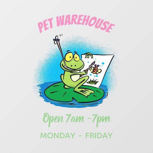 かわいいおもしろいグリーンカエル漫画イラストレーション ウィンドウサイン (シート)