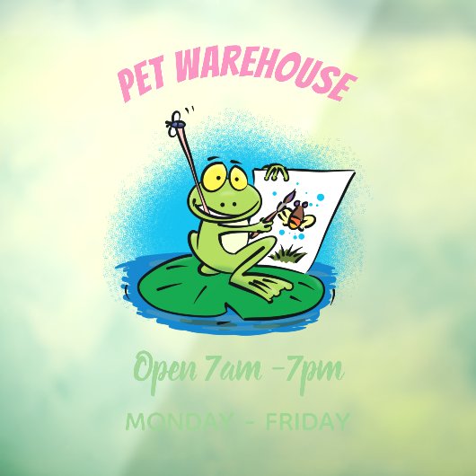 かわいいおもしろいグリーンカエル漫画イラストレーション ウィンドウサイン (シート3)