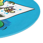 かわいいおもしろいグリーンカエル漫画イラストレーション カッティングボード (角)