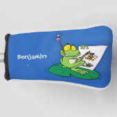 かわいいおもしろいグリーンカエル漫画イラストレーション ゴルフヘッドカバー (正面)