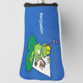 かわいいおもしろいグリーンカエル漫画イラストレーション ゴルフヘッドカバー (回転90)