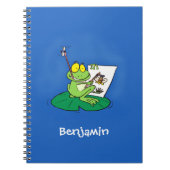 かわいいおもしろいグリーンカエル漫画イラストレーション ノートブック (正面)