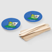 かわいいおもしろいグリーンカエル漫画イラストレーション ハンドファン (組立なし)