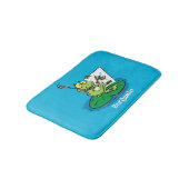 かわいいおもしろいグリーンカエル漫画イラストレーション バスマット (アングル)