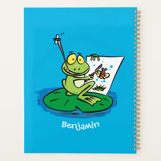 かわいいおもしろいグリーンカエル漫画イラストレーション プランナー手帳 (裏面)