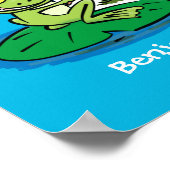 かわいいおもしろいグリーンカエル漫画イラストレーション ポスター (角)