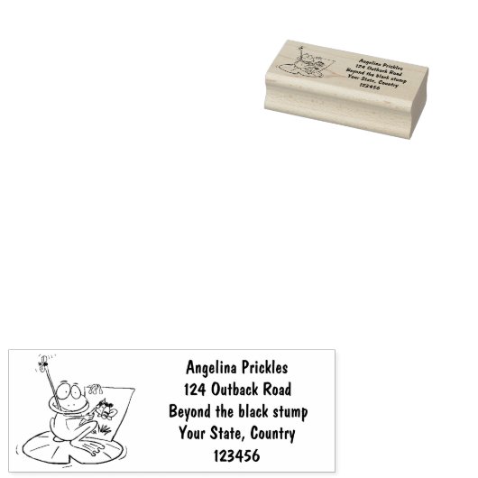 かわいいおもしろいグリーンカエル漫画イラストレーション ラバースタンプ (押印)