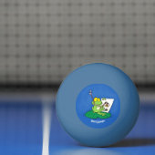 かわいいおもしろいグリーンカエル漫画イラストレーション 卓球ボール (ネット)