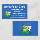 かわいいおもしろいグリーンカエル漫画イラストレーション 名刺 (正面/裏面)