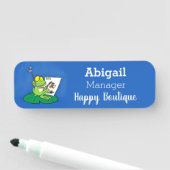 かわいいおもしろいグリーンカエル漫画イラストレーション 名札 (インサイチュ)