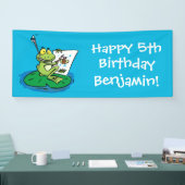 かわいいおもしろいグリーンカエル漫画イラストレーション 横断幕 (トレードショー)