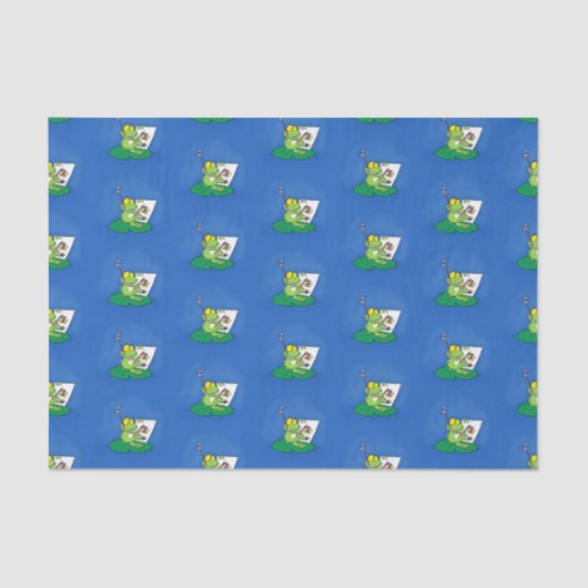 かわいいおもしろいグリーンカエル漫画イラストレーション 薄葉紙 (正面)