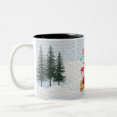 かわいいおもしろいコックポウドヤッピーのクリスマス ツートーンマグカップ (左)