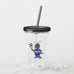 かわいいおもしろいコモドドラゴンの遊サッカー漫画 アクリルタンブラー
