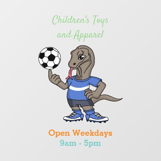 かわいいおもしろいコモドドラゴンの遊サッカー漫画 ウィンドウサイン (シート)