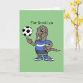 かわいいおもしろいコモドドラゴンの遊サッカー漫画 カード (黄色い花)