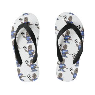 かわいいおもしろいコモドドラゴンの遊サッカー漫画 キッズビーチサンダル