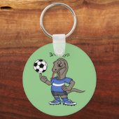 かわいいおもしろいコモドドラゴンの遊サッカー漫画 キーホルダー (正面)