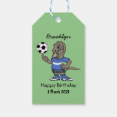 かわいいおもしろいコモドドラゴンの遊サッカー漫画 ギフトタグ (裏面)