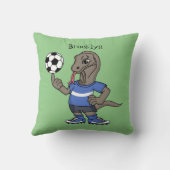 かわいいおもしろいコモドドラゴンの遊サッカー漫画 クッション (裏面)