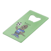かわいいおもしろいコモドドラゴンの遊サッカー漫画 クレジットカード栓抜き (裏面アングル)
