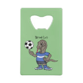 かわいいおもしろいコモドドラゴンの遊サッカー漫画 クレジットカード栓抜き (裏面)