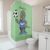 かわいいおもしろいコモドドラゴンの遊サッカー漫画 シャワーカーテン (インサイチュ)