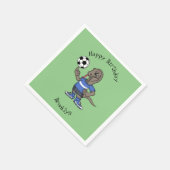 かわいいおもしろいコモドドラゴンの遊サッカー漫画 スタンダードカクテルナプキン (角)