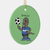 かわいいおもしろいコモドドラゴンの遊サッカー漫画 セラミックオーナメント (右)