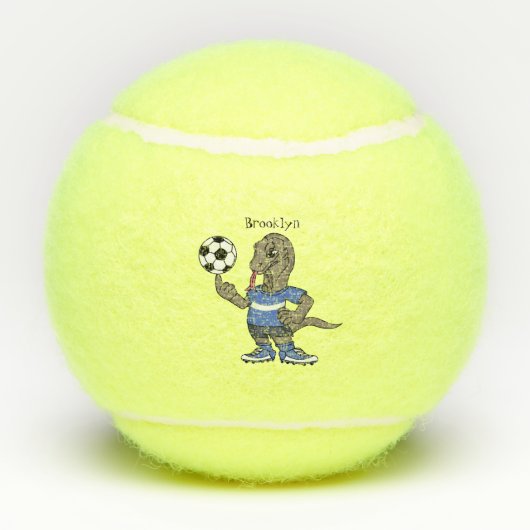 かわいいおもしろいコモドドラゴンの遊サッカー漫画 テニスボール (裏面)