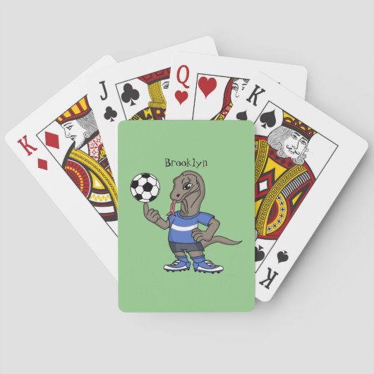 かわいいおもしろいコモドドラゴンの遊サッカー漫画 トランプ (裏面)