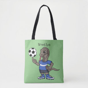 かわいいおもしろいコモドドラゴンの遊サッカー漫画 トートバッグ