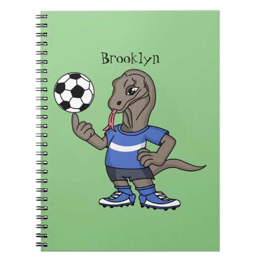 かわいいおもしろいコモドドラゴンの遊サッカー漫画 ノートブック (正面)