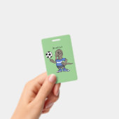 かわいいおもしろいコモドドラゴンの遊サッカー漫画 バッジ (手持ち)