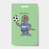 かわいいおもしろいコモドドラゴンの遊サッカー漫画 バッジ (裏面)
