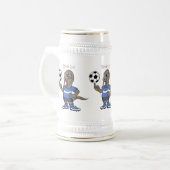 かわいいおもしろいコモドドラゴンの遊サッカー漫画 ビールジョッキ (正面左)