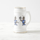 かわいいおもしろいコモドドラゴンの遊サッカー漫画 ビールジョッキ (正面右)