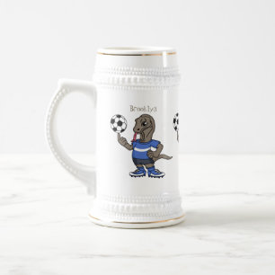 かわいいおもしろいコモドドラゴンの遊サッカー漫画 ビールジョッキ