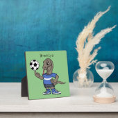 かわいいおもしろいコモドドラゴンの遊サッカー漫画 フォトプラーク (インサイチュ)