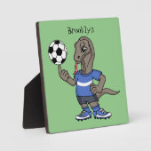 かわいいおもしろいコモドドラゴンの遊サッカー漫画 フォトプラーク (正面)