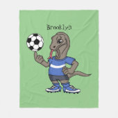 かわいいおもしろいコモドドラゴンの遊サッカー漫画 フリースブランケット (正面)