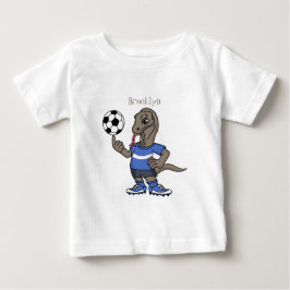 かわいいおもしろいコモドドラゴンの遊サッカー漫画 ベビーTシャツ