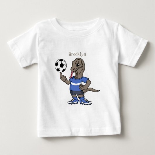 かわいいおもしろいコモドドラゴンの遊サッカー漫画 ベビーTシャツ (正面)