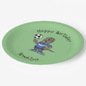 かわいいおもしろいコモドドラゴンの遊サッカー漫画 ペーパープレート (アングル)